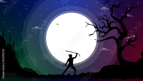 urban samurai boy anime wallpaper. samurai boy with oni mask on head. japanese theme walpaper. Samurai wallpaper. 	
