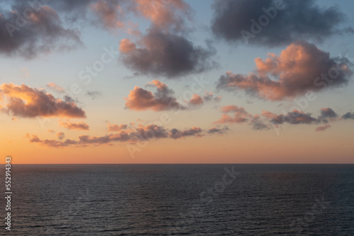 Pink sunset sky with clouds over the Baltic Sea  Svetlogorsk  Kaliningrad region  Russia