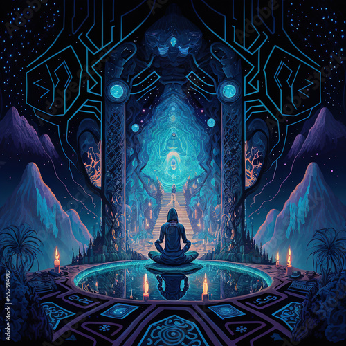 Psychedelic Astral Meditation - Trippy Spiritual Illustration - Generative AI