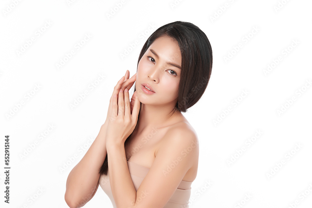 Beautiful young asian woman with clean fresh skin on white background, Face care, Facial treatment, Cosmetology, beauty and spa, Asian women portrait. Beautiful young asian woman with clean fresh skin on white background, Face care, Facial treatment, Cosmetology, beauty and spa, Asian women portrait.