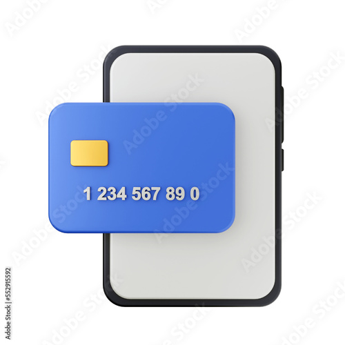 credit card smartphone online payment 3d render icon illustration