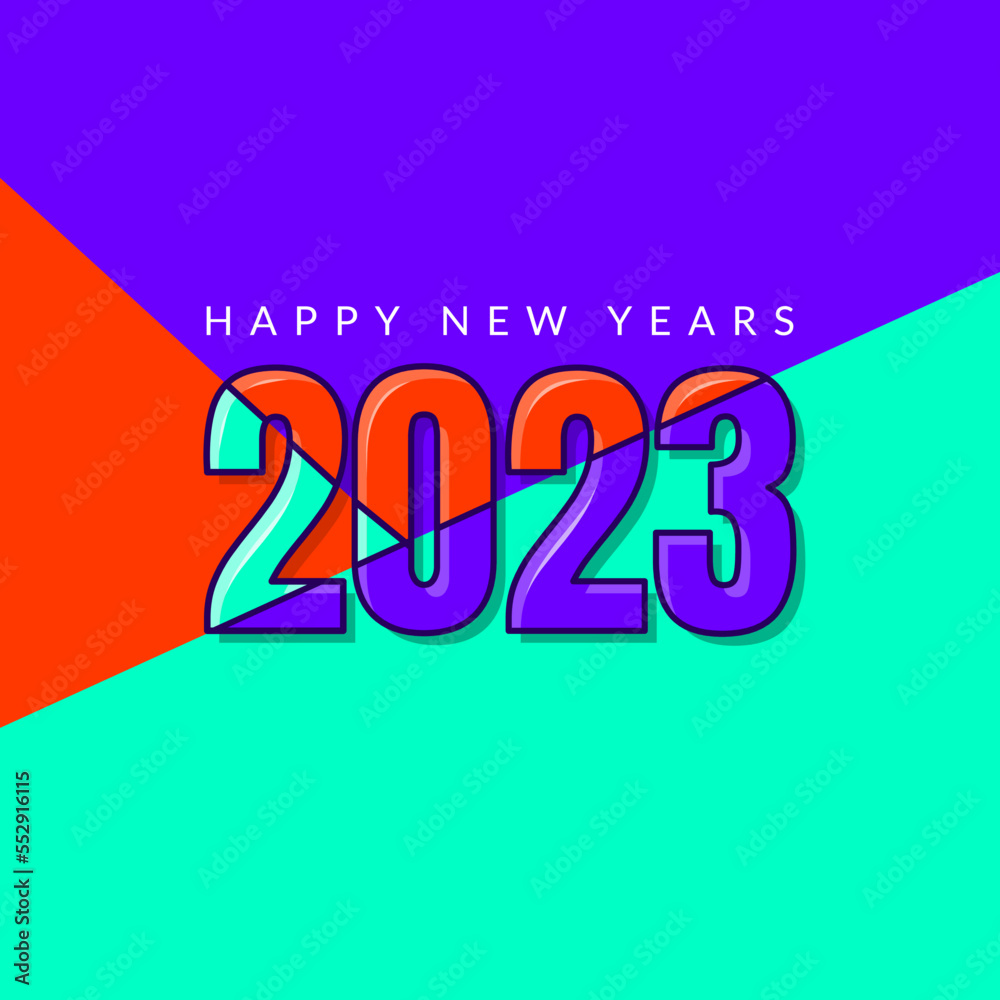 Happy new year 2023 colorfull theme with cartoon style number. Greeting concept for 2023 new year celebration Happy new year 2023 colorfull theme with cartoon style number. Greeting concept for 2023 new year celebration