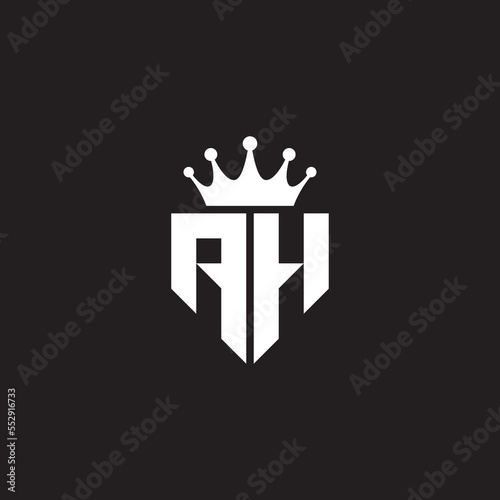 AH or HA letters logo initials monogram shield and crown geometric