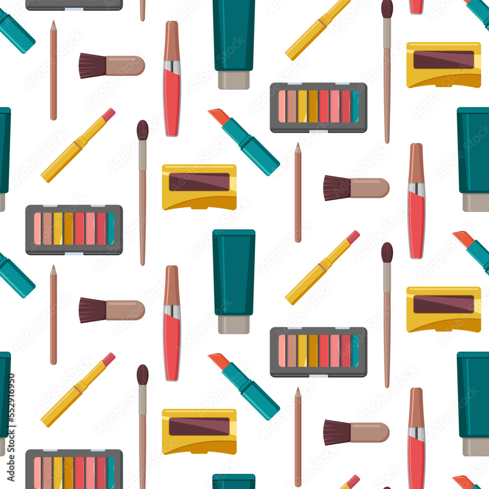 Bright seamless pattern with makeup