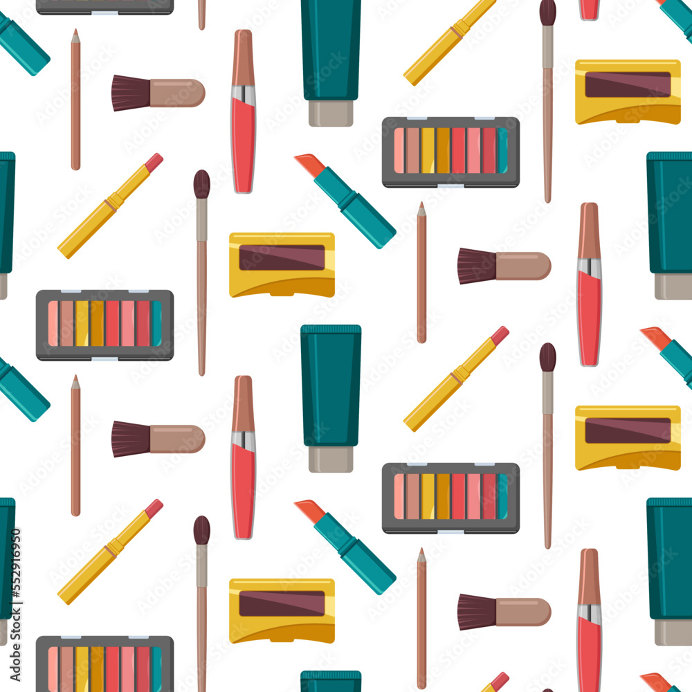Bright seamless pattern with makeup Bright seamless pattern with makeup