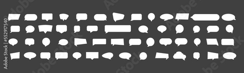 Set of flat black speech bubbles isolated on white background. silhouette icon. Geometric shapes black silhouette icon set. Web symbol, chat communication sign