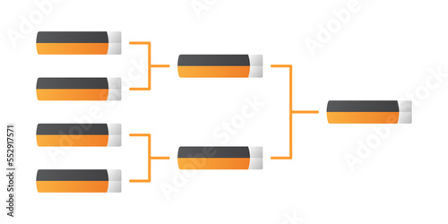 Templates of vector tournament brackets for 4 teams. Blank bracket template. Championship bracket schedule for basketball , football or baseball.