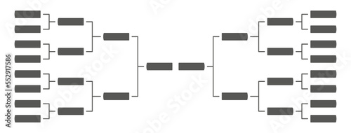 Templates two of vector tournament brackets for 16 teams. Blank bracket template. Championship bracket schedule for basketball , football or baseball.