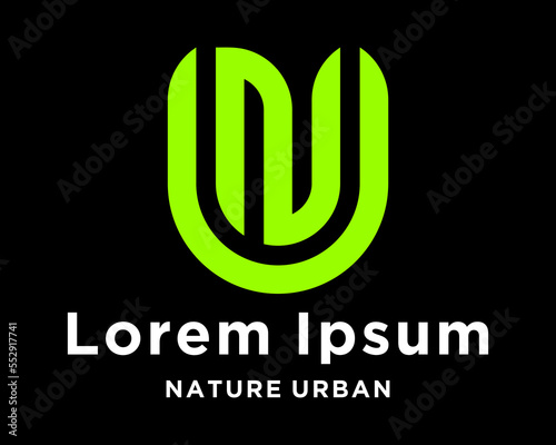 Letter UN NU Monogram Alphabet Organic Fresh Color Modern Elegant Icon Symbol Identity Design Vector