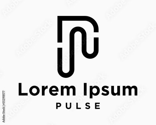 Set Letter P PW WP Monogram Shape Pulse Wave Heartbeat Cardiology Style Signal Line Design Vector 