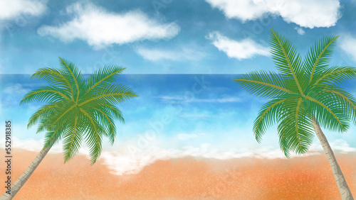 Fototapeta Naklejka Na Ścianę i Meble -  illustration of coconut palm tree on a beach