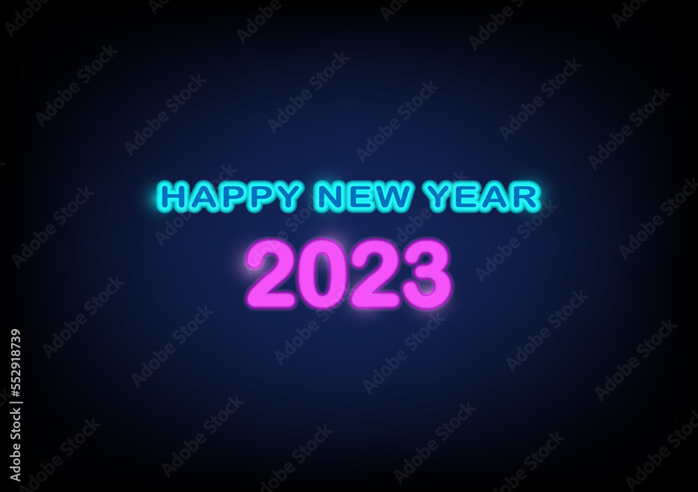 Happy new year 2023 text neon background for holidnew year; 2023; greeting; neon; season; holiday; happy; celebration; background; party; decoration; banner; illustay greeting card, flyers or posters. Happy new year 2023 text neon background for holidnew year; 2023; greeting; neon; season; holiday; happy; celebration; background; party; decoration; banner; illustay greeting card, flyers or posters.