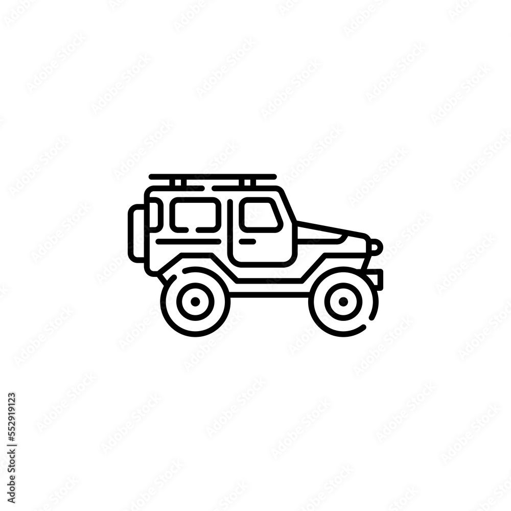 jeep vector icon. transportation icon outline style. perfect use for logo, presentation, website, and more. simple modern icon design line style