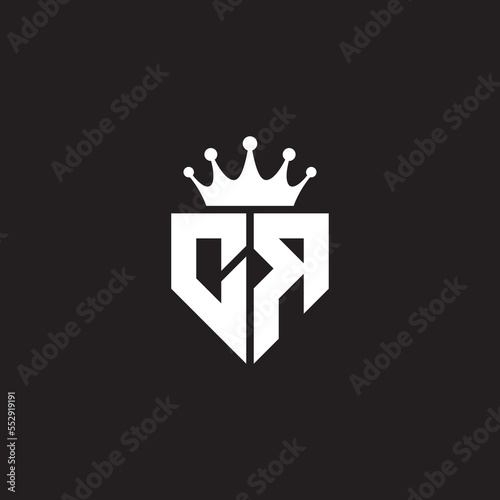 CR or RC letters logo initials monogram shield and crown geometric