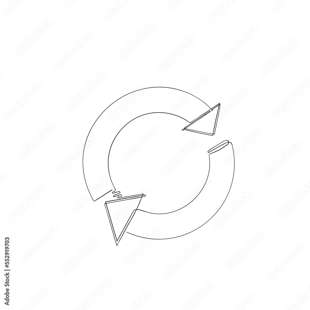 continuous line drawing circular arrow illustration vector