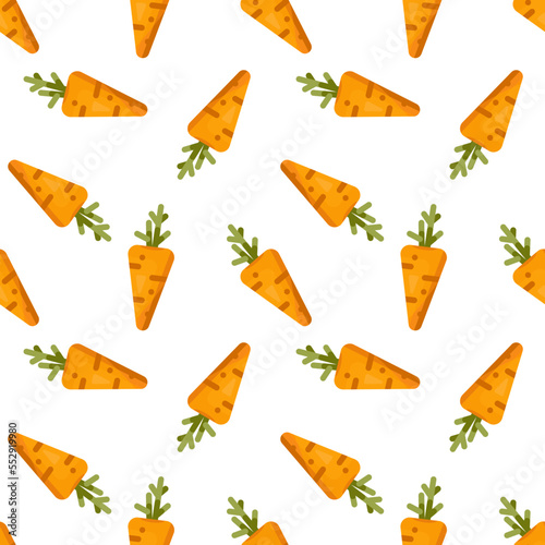 Cute carrots. Vector seamless pattern for wrapping paper, restaurant menu, print, wallpaper, wrapping paper design, textile, notebooks, notebooks, tableware, baby items and more