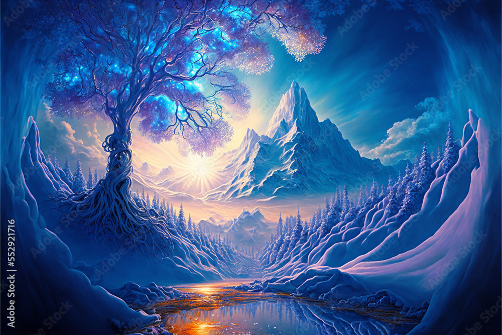 fantasy winter landscape - obrazy, fototapety, plakaty 