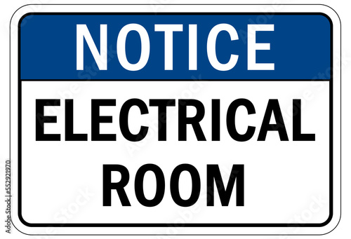 electrical room warning sign and label