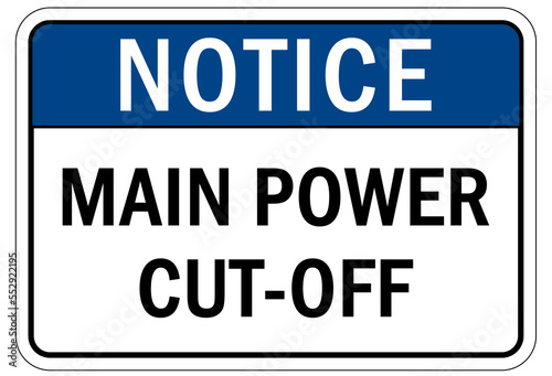 Electrical emergency shut off sign and label