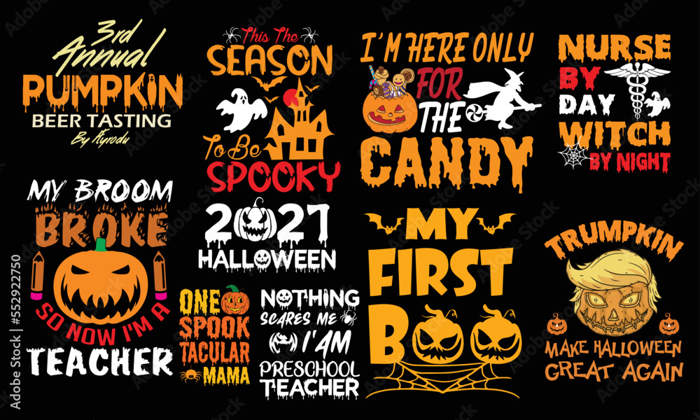 Halloween Typography , Party  , Halloween day , SVG , T shirt Design bundle
