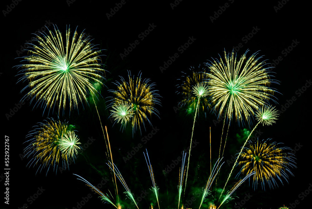 Firework display on isolated black background at Pattaya City. Firework display on isolated black background at Pattaya City.