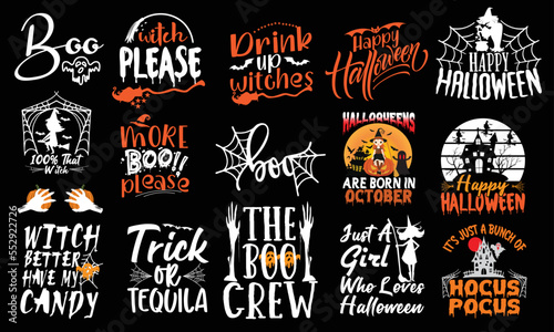 Halloween Typography , Party  , Halloween day , SVG , T shirt Design bundle