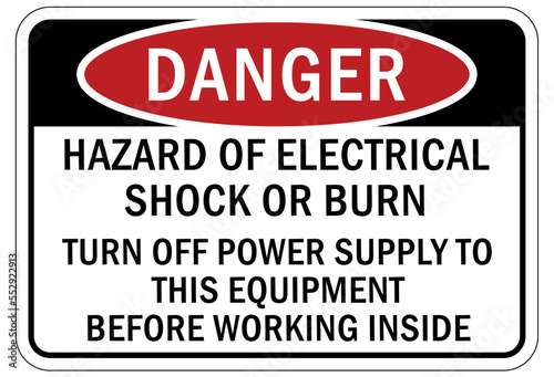hazard of electrical shock or burn