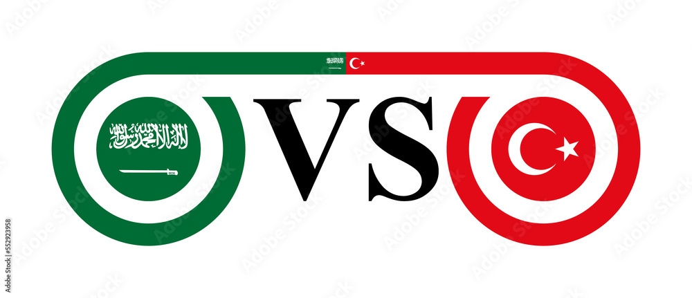 the concept of saudi arabia vs turkey. vector illustration isolated on white background