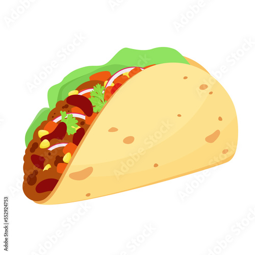 Tacos on a white background. Mexican food. 