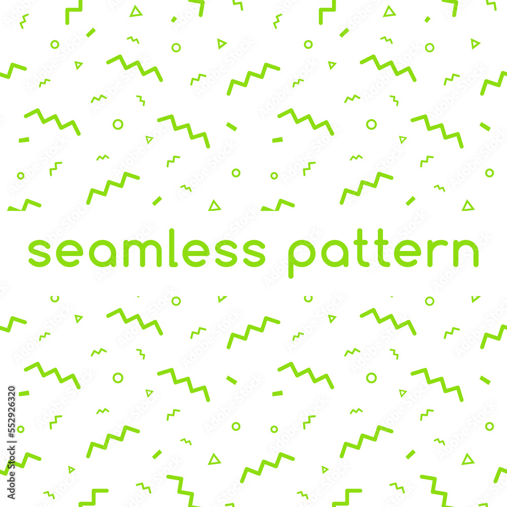 Confetti vector pattern. Geometric line vector background in green color. Seamless minimal geometric shapes pattern. Can be used in printing, website background and fabric design