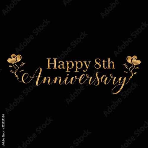 Happy 8th-anniversary golden lettering design