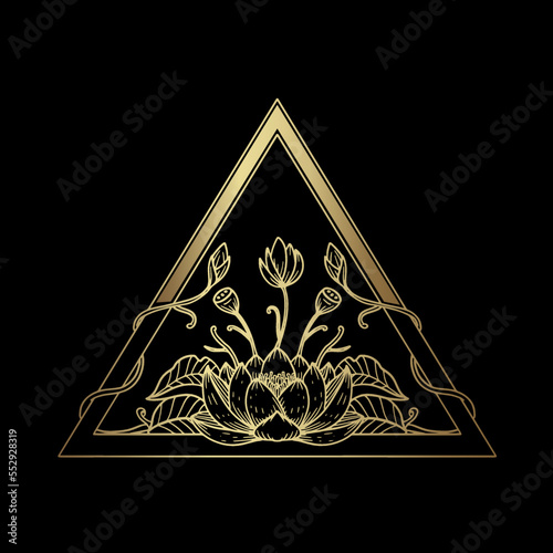 Floral lotus ornament with gold triangle