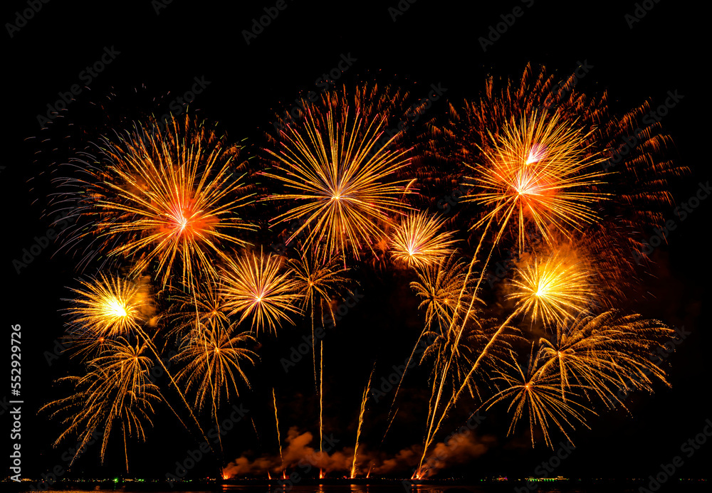 Firework display on isolated black background at Pattaya City. Firework display on isolated black background at Pattaya City.