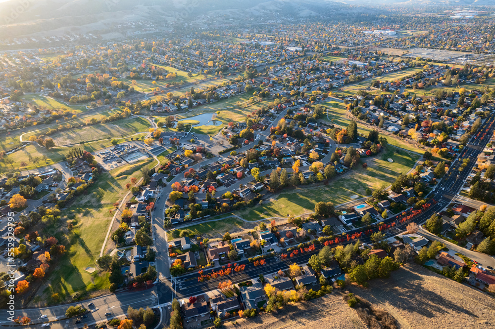 Aerial View of San Ramon Houses, San Francisco East Bay, California