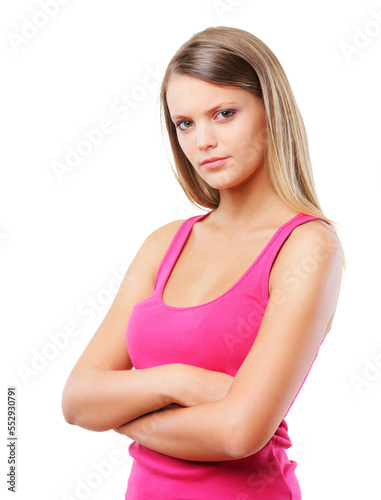 Beautiful girl folding her arms