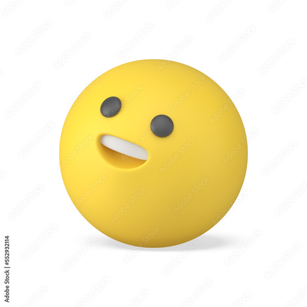 Fototapeta premium Comic emoji overjoyed smiley yellow circle face laughing expression 3d icon