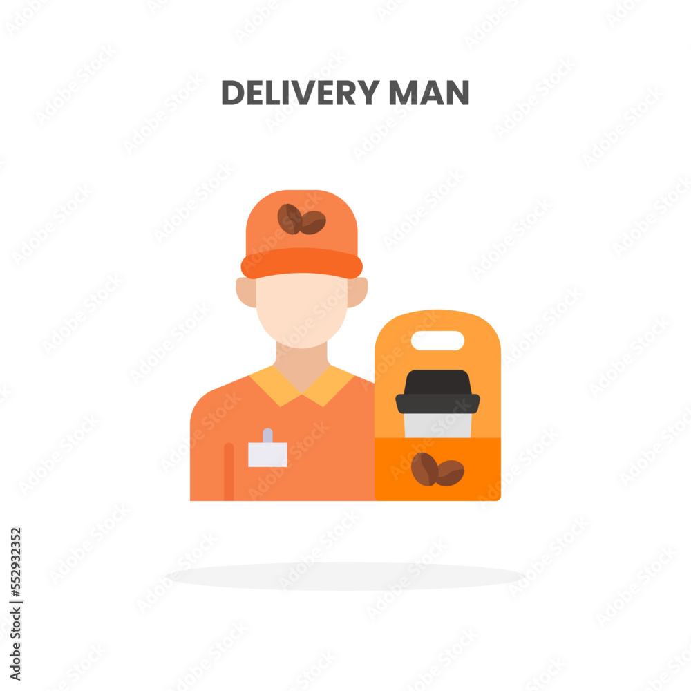 Delivery Man icon flat. Vector illustration on white background. Can used for web, app, digital product, presentation, UI and many more.