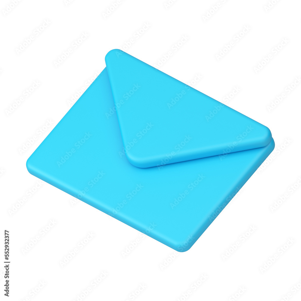Blue closed 3d envelope. Realistic unread letter