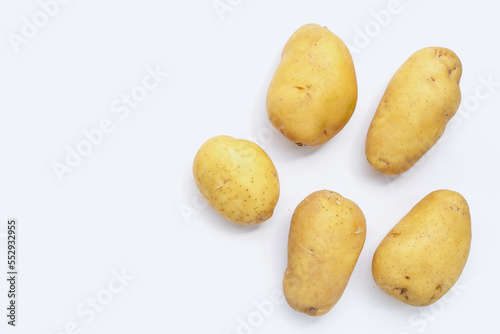 Raw potatoes isolated on white background