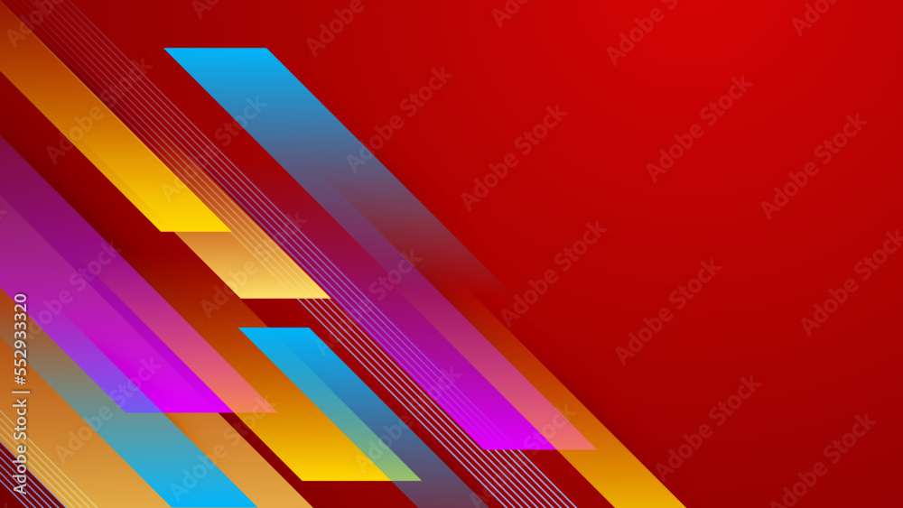 Abstract colourful design on red background Abstract colourful design on red background