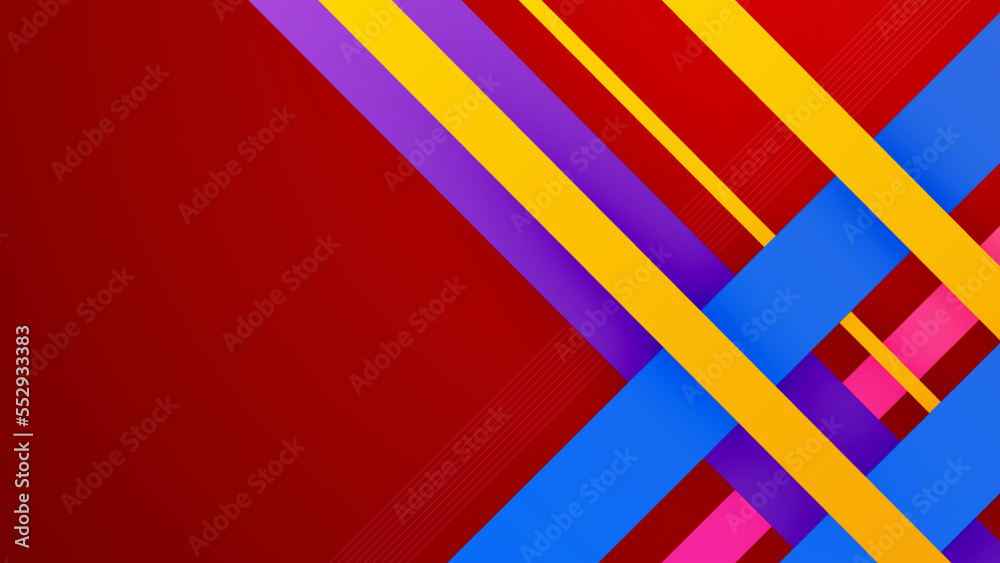 Abstract colourful design on red background