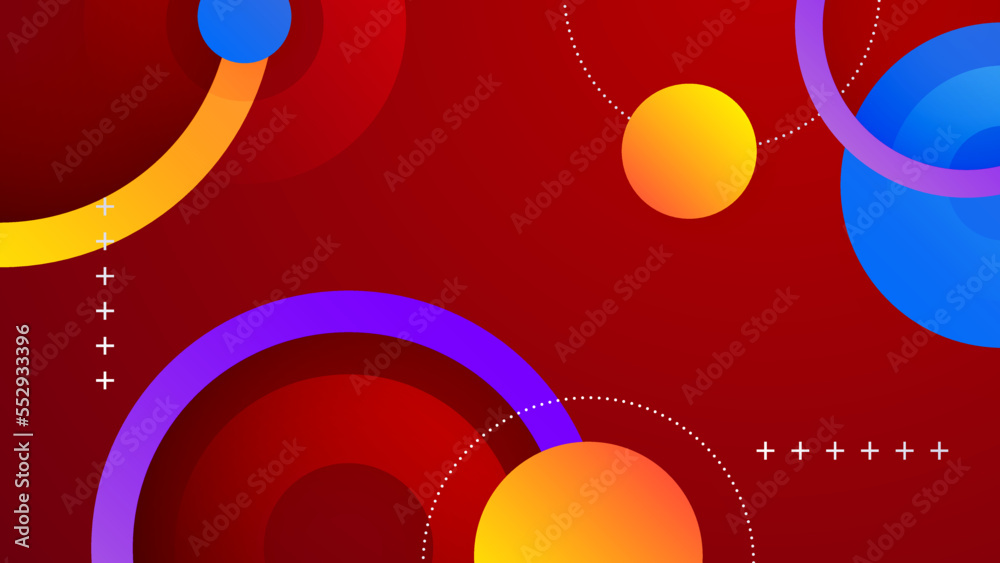 Abstract colourful design on red background