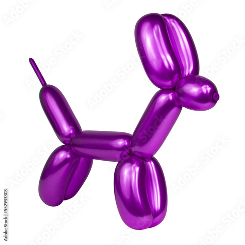 Violet festive balloon dog air craft isolated on the white background