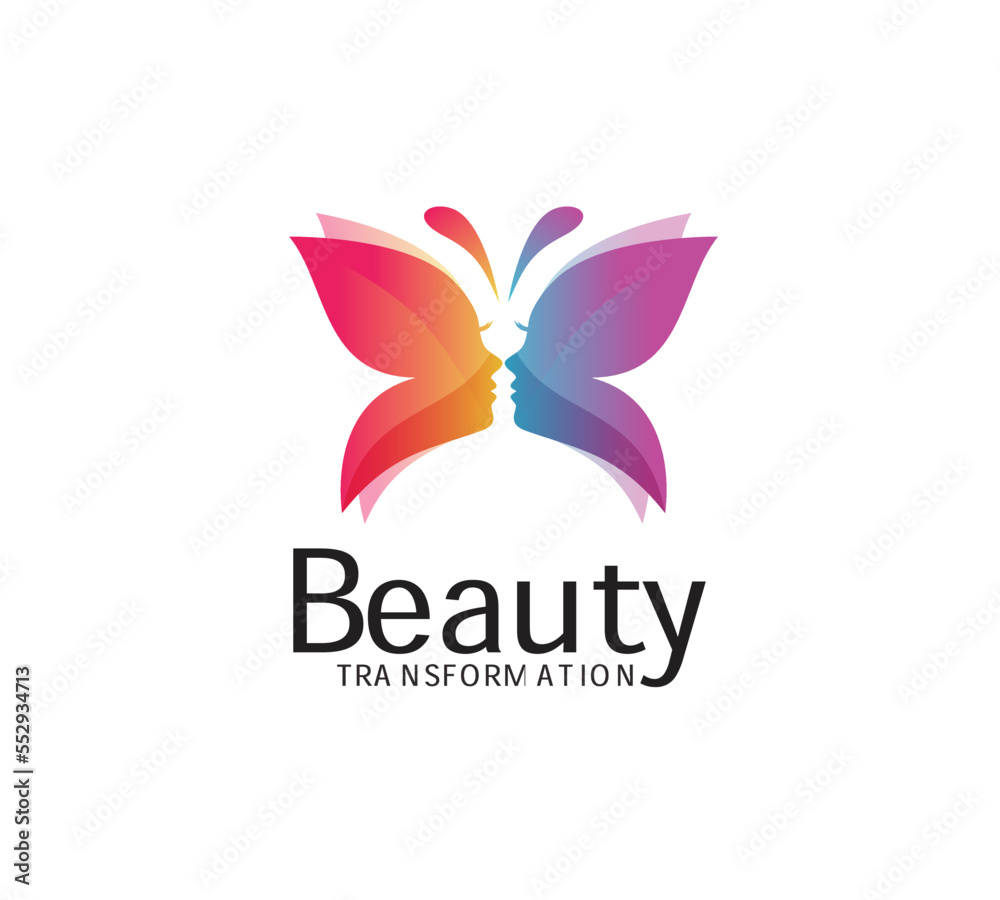 beautiful butterfly logo design idea with women