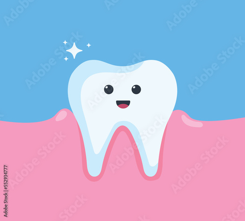 happy healthy cartoon tooth character illustration. Clear tooth concept, brushing teeth, dental kids care