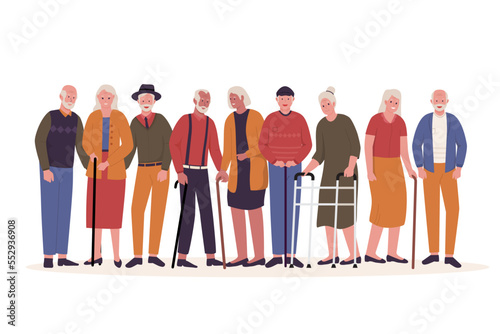 Group of grandparents cartoon characters vector set. Illustrations for websites, landing pages, mobile apps, posters and banners. Trendy flat vector illustration