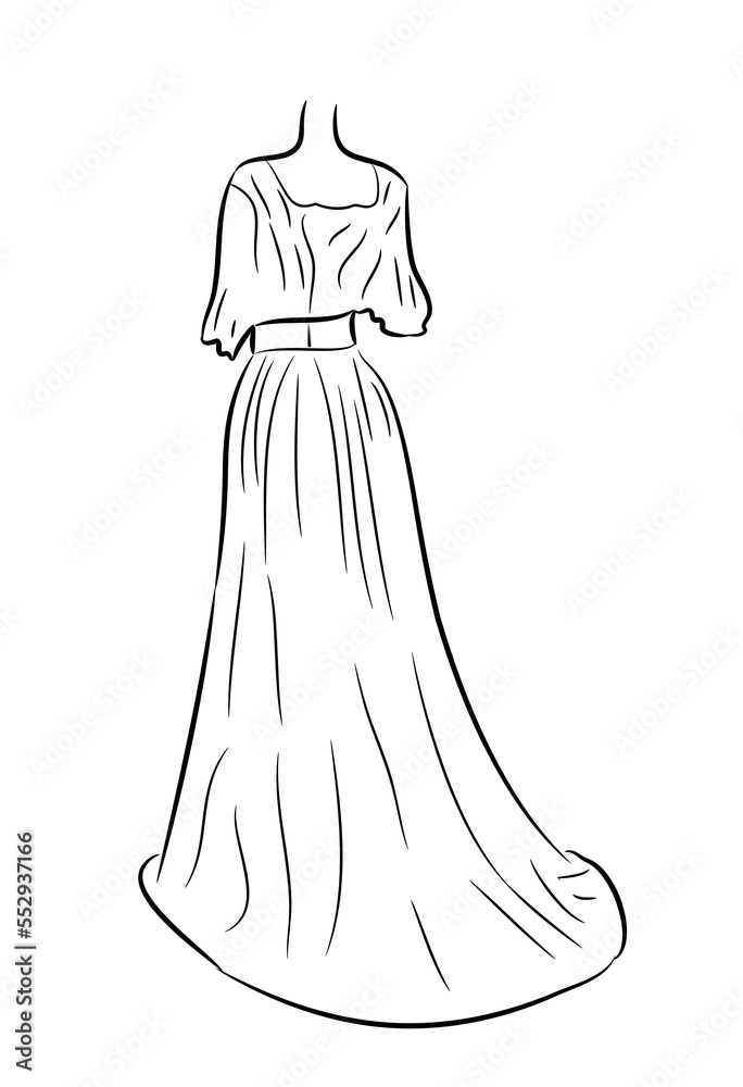 Fototapeta premium Modern fashion dress design sketches. 