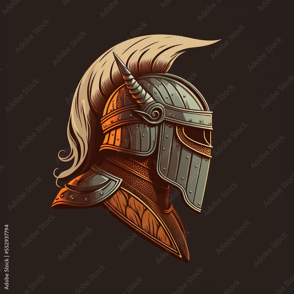 Medieval knight head vector for logo or design. Generative AI Stock Illustration Adobe Stock