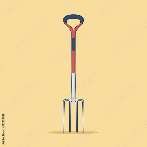 Digging Fork Vector Icon Illustration. Handy Tools Vector. Flat Cartoon Style Suitable for Web Landing Page, Banner, Flyer, Sticker, Wallpaper, Background