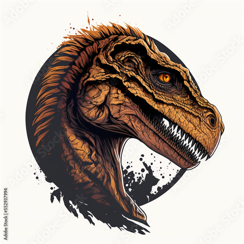 Velociraptor dinosaur vector for logo or design. Generative AI © Worldillustrator